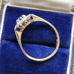 Vintage 18ct Yellow & White Gold Sapphire and Diamond Ring