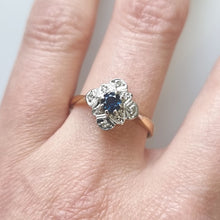 Load image into Gallery viewer, Vintage 18ct Yellow &amp; White Gold Sapphire and Diamond Ring
