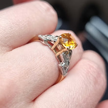 Load image into Gallery viewer, 18ct Gold Topaz and Baguette-Cut Diamond Ring modelled
