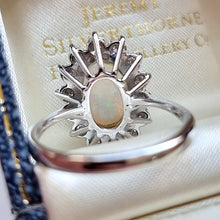 Load image into Gallery viewer, Vintage 18ct White Gold Opal and Diamond Cluster Ring, 2.15ct behind head
