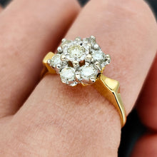 Load image into Gallery viewer, Vintage 18ct Yellow and White Gold Brilliant Cut Diamond Cluster Ring
