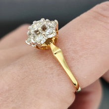 Load image into Gallery viewer, Vintage 18ct Yellow and White Gold Brilliant Cut Diamond Cluster Ring
