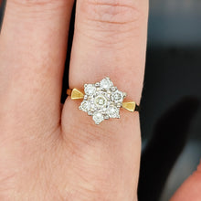 Load image into Gallery viewer, Vintage 18ct Yellow and White Gold Brilliant Cut Diamond Cluster Ring
