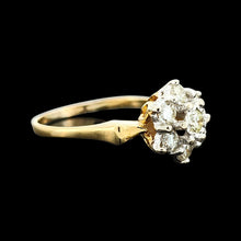 Load image into Gallery viewer, Vintage 18ct Yellow and White Gold Brilliant Cut Diamond Cluster Ring
