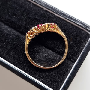 Antique 18ct Yellow Gold Ruby and Rose Cut Diamond Ring