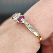 Load image into Gallery viewer, Vintage 18ct Gold Ruby and Diamond Three Stone Ring

