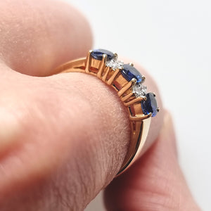 Vintage 18ct Gold Sapphire and Diamond Seven Stone Ring modelled