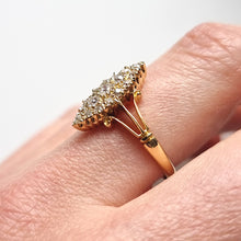 Load image into Gallery viewer,  Antique 18ct Gold Diamond Navette Cluster Ring, Hallmarked Birmingham 1914 modelled
