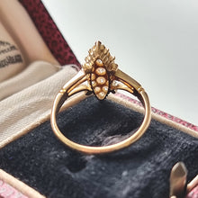 Load image into Gallery viewer,  Antique 18ct Gold Diamond Navette Cluster Ring, Hallmarked Birmingham 1914 from behind
