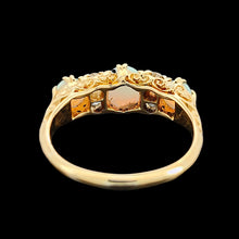 Load image into Gallery viewer, 18ct Yellow Gold Opal and Diamond Carved Half Hoop Ring
