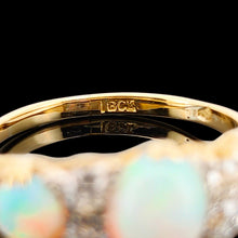 Load image into Gallery viewer, 18ct Yellow Gold Opal and Diamond Carved Half Hoop Ring
