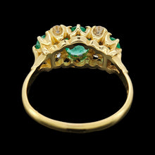 Load image into Gallery viewer, Vintage 18ct Yellow Gold Emerald and Diamond Nine Stone Ring
