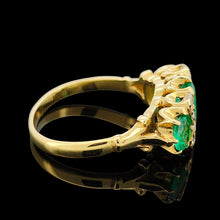 Load image into Gallery viewer, Vintage 18ct Yellow Gold Emerald and Diamond Nine Stone Ring
