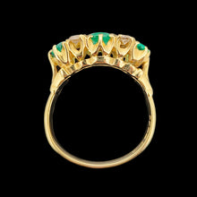 Load image into Gallery viewer, Vintage 18ct Yellow Gold Emerald and Diamond Nine Stone Ring
