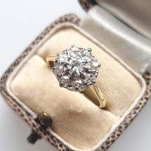 Load image into Gallery viewer, Vintage 18ct Gold Old Cut Diamond Cluster Ring, 1.00ct in box
