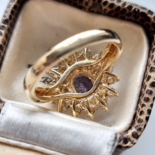 Load image into Gallery viewer, Vintage 14k Gold Tanzanite and Diamond Cluster Ring, 1.46ct back
