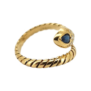 Vintage 18ct Yellow Gold Sapphire and Diamond Snake Ring side