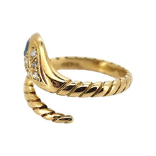 Load image into Gallery viewer, Vintage 18ct Yellow Gold Sapphire and Diamond Snake Ring side
