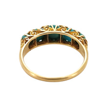 Load image into Gallery viewer, Antique 18ct Gold Turquoise and Rose Cut Diamond Half Hoop Ring from behind
