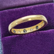 Load image into Gallery viewer, Vintage 18ct Yellow Gold Sapphire and Diamond Half Eternity Ring behind head
