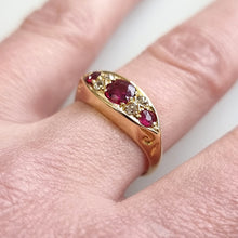 Load image into Gallery viewer, Antique 18ct Gold Ruby and Diamond Ring, Hallmarked Birmingham 1911 modelled
