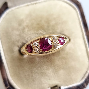 Antique 18ct Gold Ruby and Diamond Ring, Hallmarked Birmingham 1911 in box