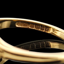 Load image into Gallery viewer, A Birmingham 1972 18 carat gold hallmark inside a yellow gold ring shank
