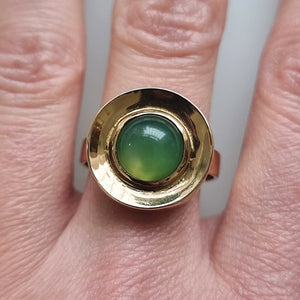Vintage 14ct Gold Green Agate Ring modelled