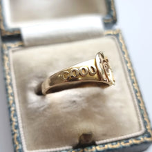 Load image into Gallery viewer, Victorian 18ct Gold &quot;Good Luck&quot; Diamond Horseshoe Ring in box
