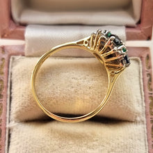 Load image into Gallery viewer, Vintage 18ct Gold Sapphire, Emerald and Diamond Cluster Ring side
