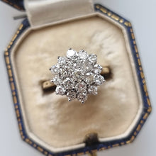 Load image into Gallery viewer, Vintage 18ct Yellow &amp; White Gold Diamond Cluster Ring, 1.55ct in box
