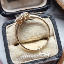 Load image into Gallery viewer, Victorian 18ct Gold Sapphire and Old Cut Diamond Cluster Ring side profile, in box
