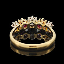 Load image into Gallery viewer, Vintage 18ct Yellow &amp; White Gold Ruby and Diamond Five Stone Ring
