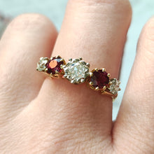 Load image into Gallery viewer, Vintage 18ct Yellow &amp; White Gold Ruby and Diamond Five Stone Ring
