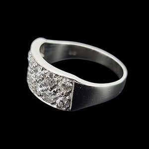 Vintage 18ct White Gold Old Cut Diamond Two Row Band, 1.40ct side