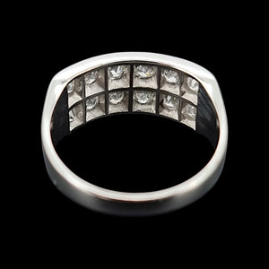 Vintage 18ct White Gold Old Cut Diamond Two Row Band, 1.40ct from behind