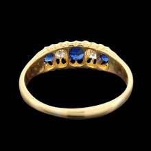 Load image into Gallery viewer, Antique 18ct Yellow Gold Sapphire and Diamond Five Stone Ring
