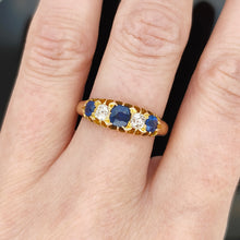 Load image into Gallery viewer, Antique 18ct Yellow Gold Sapphire and Diamond Five Stone Ring
