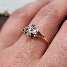 Load image into Gallery viewer, Gold ring with diamonds on a person&#39;s finger
