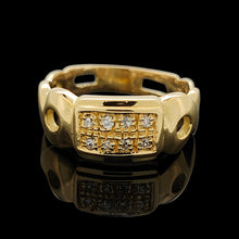Load image into Gallery viewer, A yellow gold band with two rows of round diamonds
