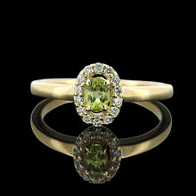 Load image into Gallery viewer, 14K Yellow Gold Peridot and Diamond Oval Cluster Ring
