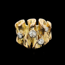 Load image into Gallery viewer, Vintage 14K Yellow Gold Old Cut Diamond Frilled Dress Ring, 0.30ct
