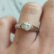 Load image into Gallery viewer, Platinum Single Stone Brilliant Cut Diamond Tension Set Ring, 0.65ct
