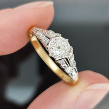 Load image into Gallery viewer, An old cut diamond solitaire ring in gold and platinum
