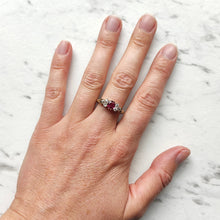 Load image into Gallery viewer, Antique 18ct Yellow Gold Ruby and Diamond Trefoil Shoulder Ring
