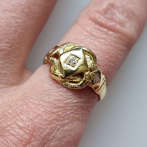 Antique 18ct Gold Diamond Knot Ring, Hallmarked Chester 1917 modelled