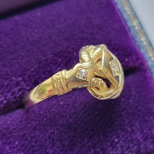 Antique 18ct Gold Diamond Knot Ring, Hallmarked Chester 1917 in box