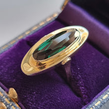 Load image into Gallery viewer, Vintage 14ct Gold Green Tourmaline Statement Ring in box
