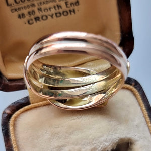 Edwardian 9ct Rose Gold Garnet Snake Ring, Hallmarked Birmingham 1906 behind head