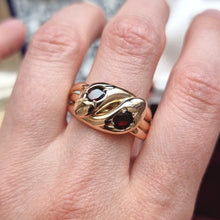 Load image into Gallery viewer, Edwardian 9ct Rose Gold Garnet Snake Ring, Hallmarked Birmingham 1906 modelled
